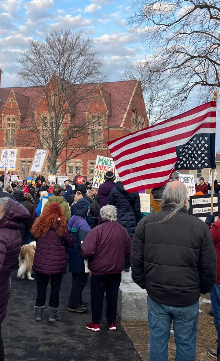 Town Residents Pack Common to Protest Trump